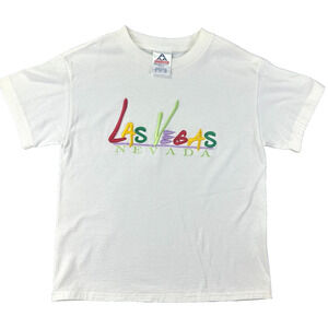 AAA‎ Alstyle Adult Vtg T-Shirt Las Vegas Y2k Lifted Font Puff Tee Shirt Nevada S